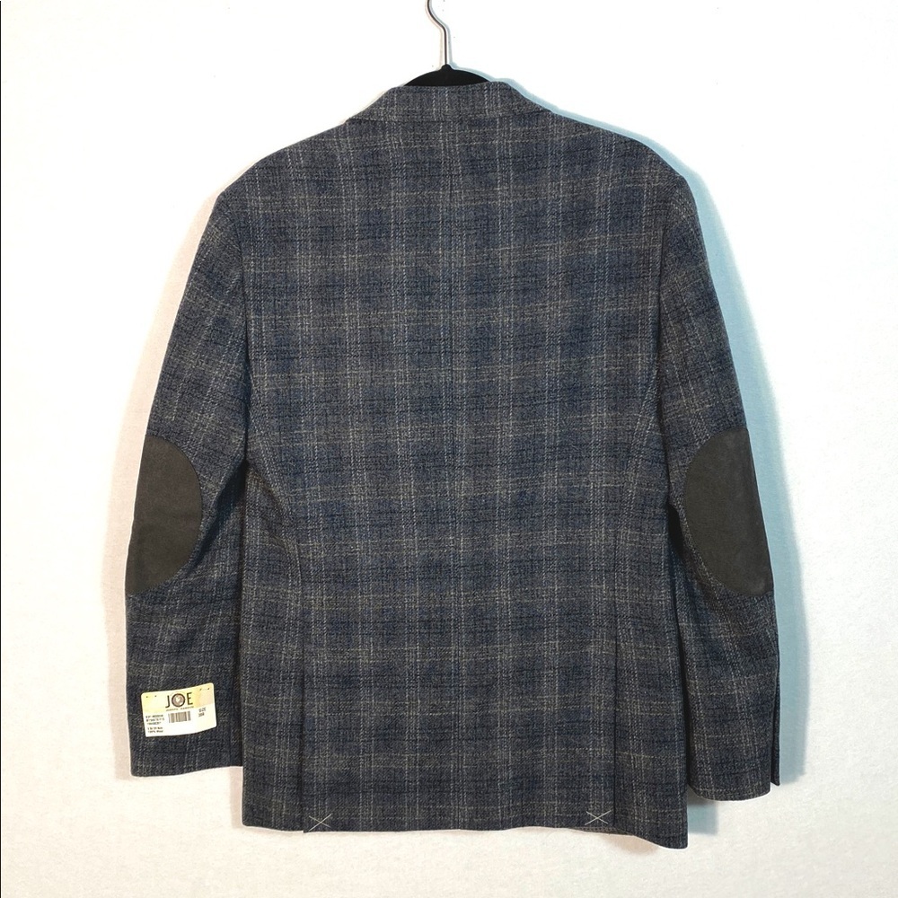 Joseph Abboud Men's Gray Wool Plaid Blazer Elbow Patch size 38 regular Professor